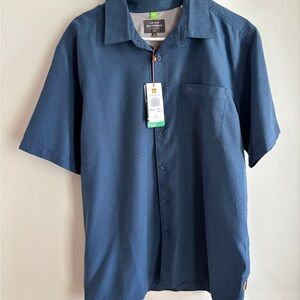 NWT QUICKSILVER SHORT SLEEVE BUTTON DOWN SHIRT MEN’S MEDIUM BLUE
